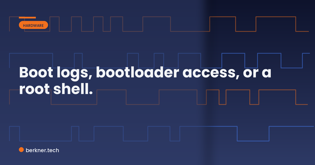 What a live UART serial console gives an attacker: boot log, bootloader access, and root shell
