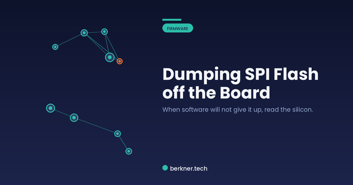SPI flash dumping pipeline for embedded firmware extraction, from chip identification to a verified dump