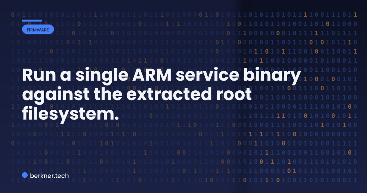 Anatomy of a QEMU user-mode emulation command running a device binary against the extracted filesystem