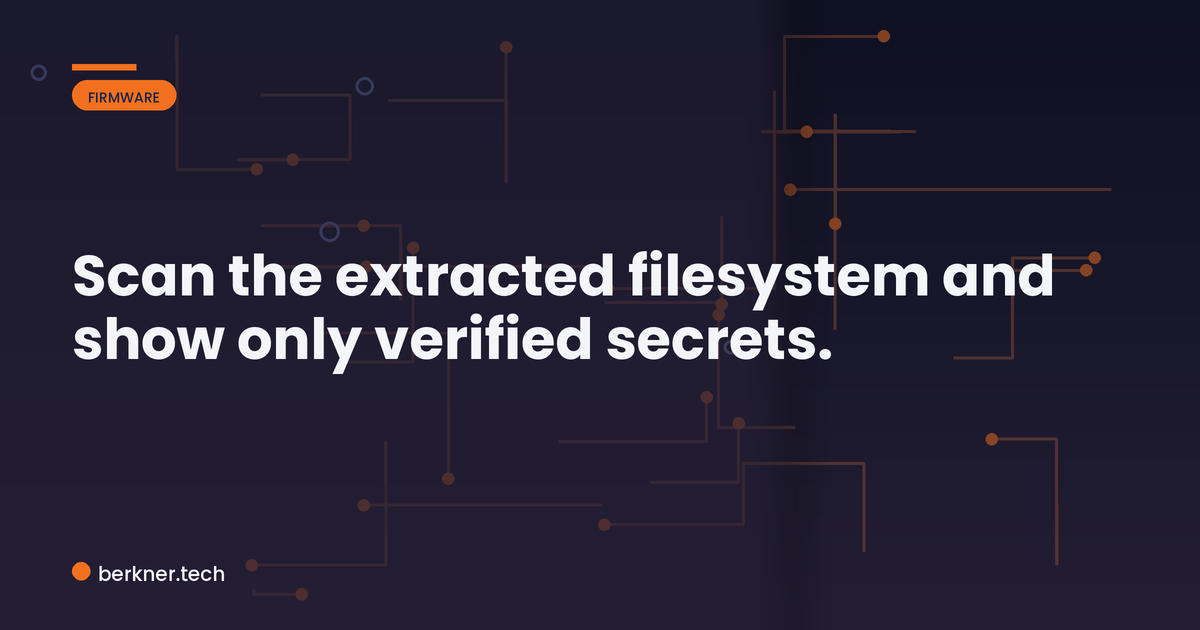 Anatomy of a trufflehog secret scan command run against an extracted firmware filesystem