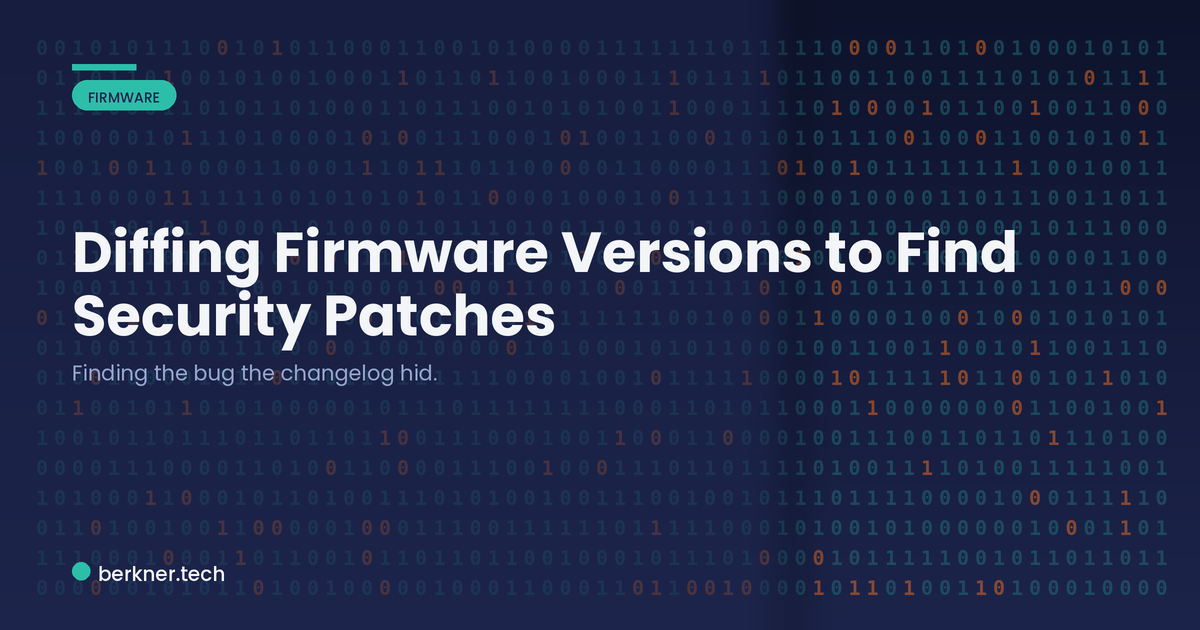 Diffing two firmware versions at the function level to find a silent security patch