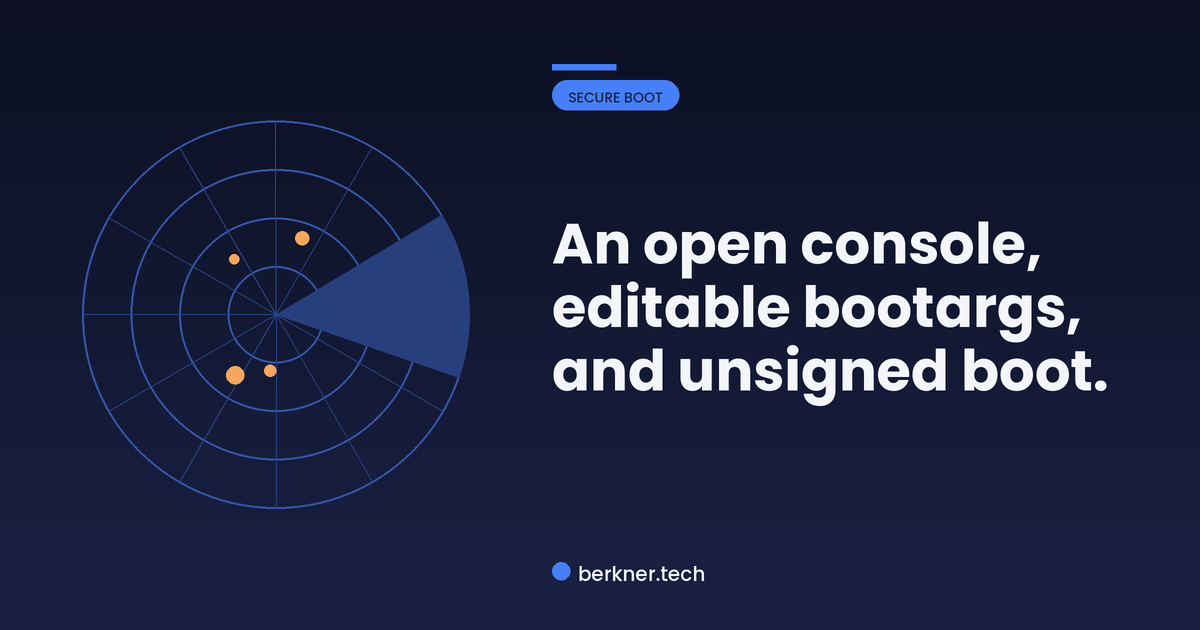Three U-Boot security exposures: an open console, editable bootargs, and unsigned boot images