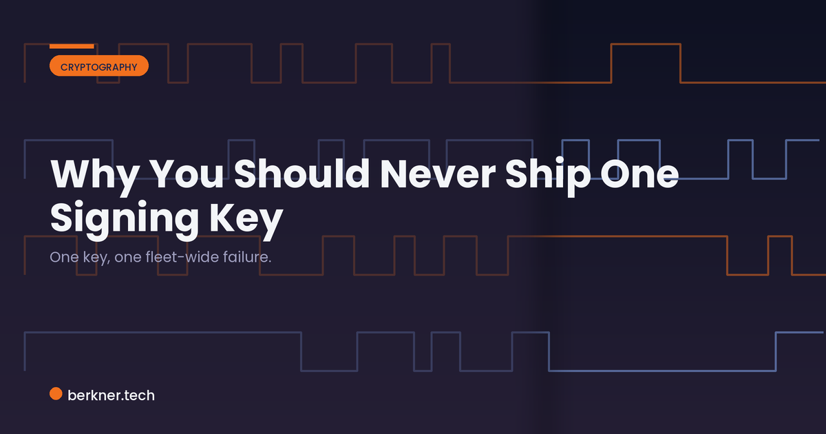 One shared signing key compromising an entire device fleet versus contained per-device keys