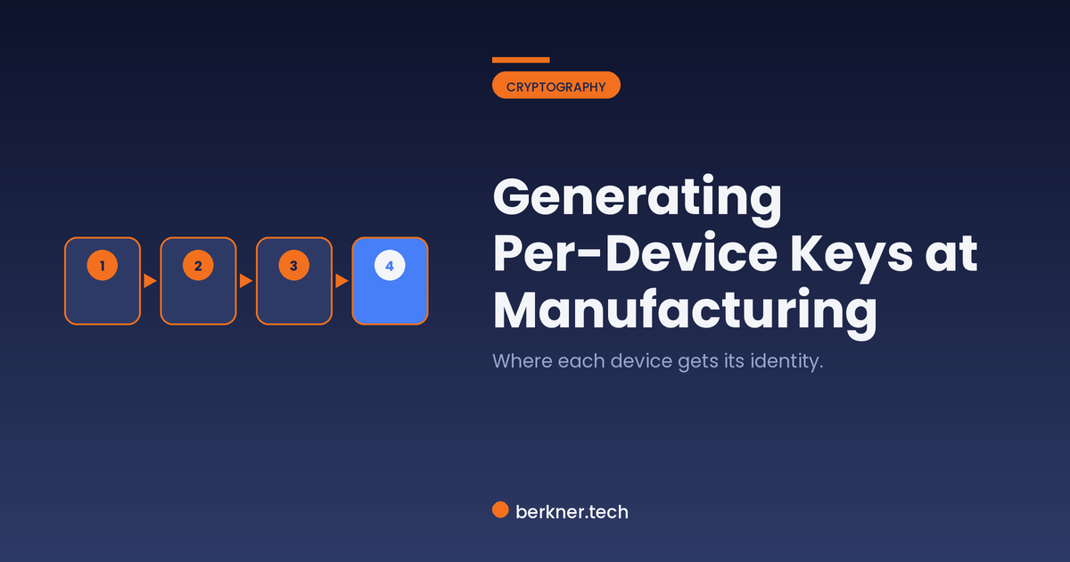 Provisioning unique per-device keys safely on the manufacturing line without a central key store