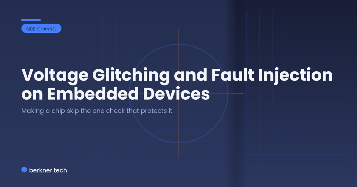 Voltage glitching fault injection pipeline on an embedded device, from finding the target check to verifying the bypass